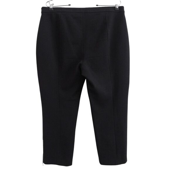 St. John Crop Pants Black Wool Blend Side Zip Ankle Leg Zipper Detail Sz 12 - Picture 5 of 6